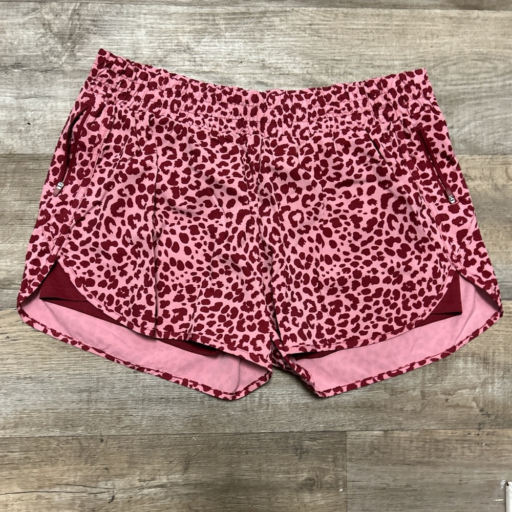 Avia Pink Leopard-Print Athletic Shorts